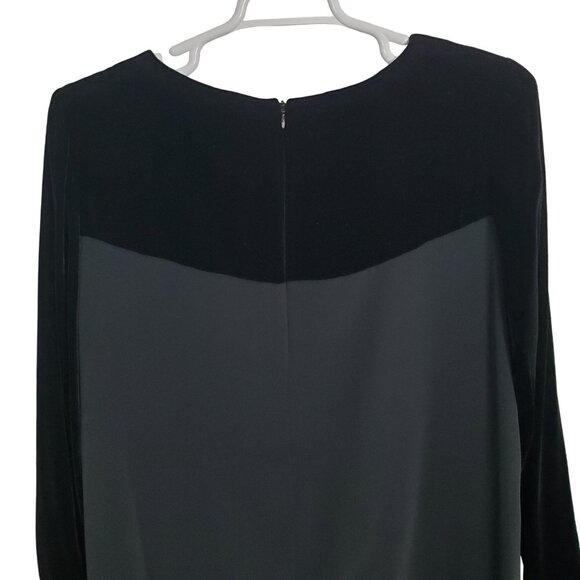 Jones New York Sz 18 Dress Velvet Trim A-line Long Sleeve Knee Length LBD Party - Picture 8 of 12